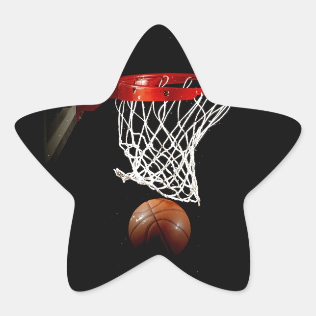 Pegatina En Forma De Estrella Baloncesto (Anverso)
