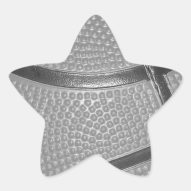 Pegatina En Forma De Estrella Baloncesto blanco y negro (Anverso)