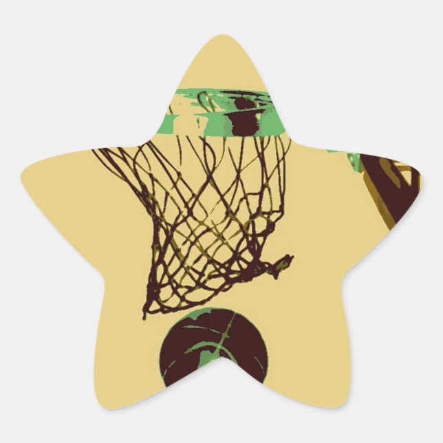 Pegatina En Forma De Estrella Baloncesto de arte pop (Anverso)