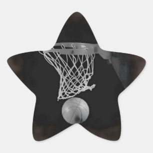 Pegatina En Forma De Estrella Baloncesto Sepia
