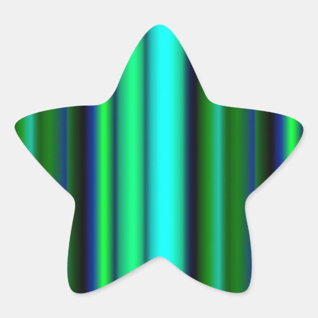 Pegatina En Forma De Estrella Bandas de arco iris verde azul (Anverso)
