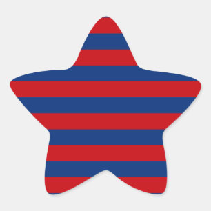 Pegatina En Forma De Estrella Bandas horizontales rojas y azules grandes