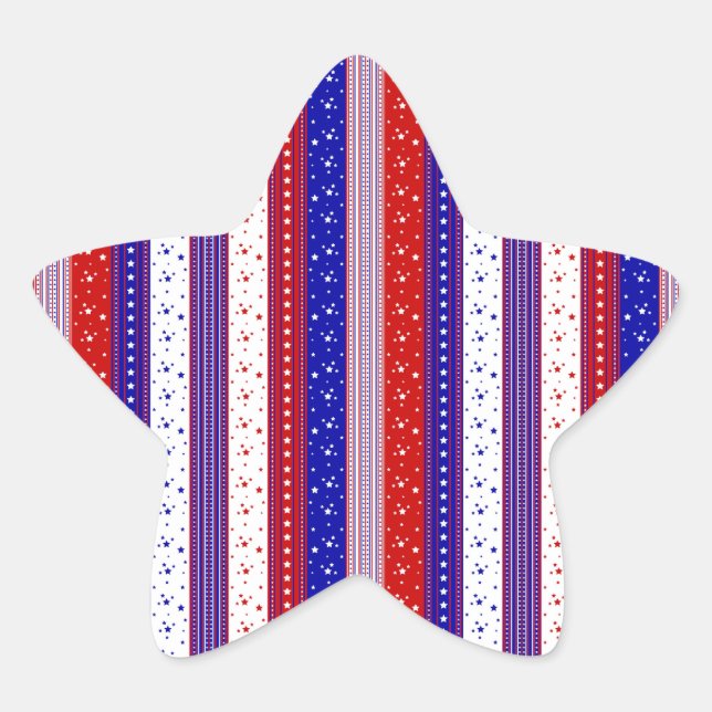 Pegatina En Forma De Estrella Bandas Patrióticas (Anverso)