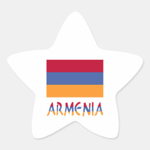 Pegatina En Forma De Estrella Bandera armenia y Armenia en colores de bandera