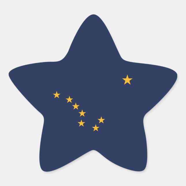 Pegatina En Forma De Estrella Bandera de Alaska (Anverso)
