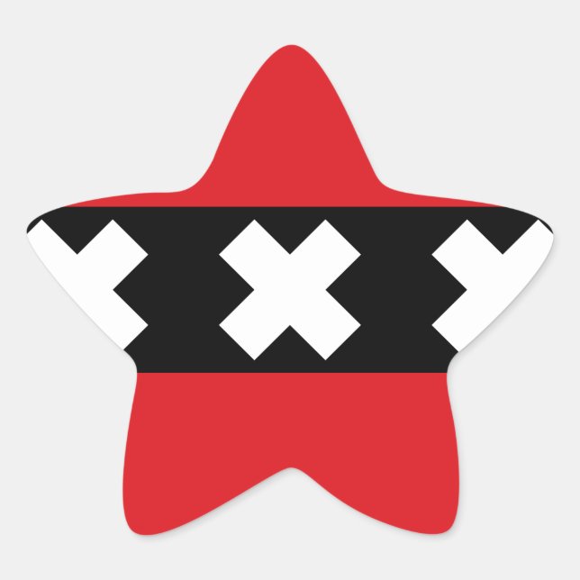 Pegatina En Forma De Estrella Bandera de Ámsterdam (Anverso)