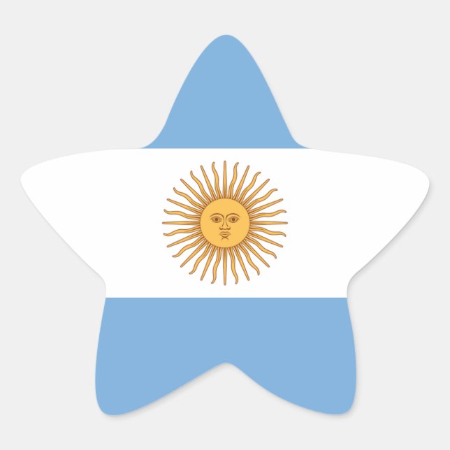 Pegatina En Forma De Estrella Bandera de Argentina (Anverso)
