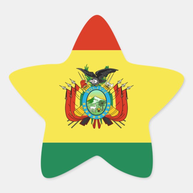 Pegatina En Forma De Estrella Bandera de Bolivia (Anverso)