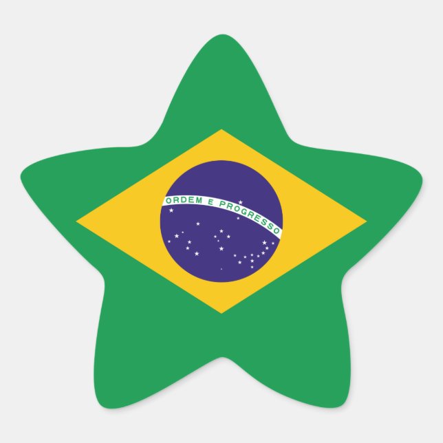 Pegatina En Forma De Estrella Bandera de Brasil (Anverso)