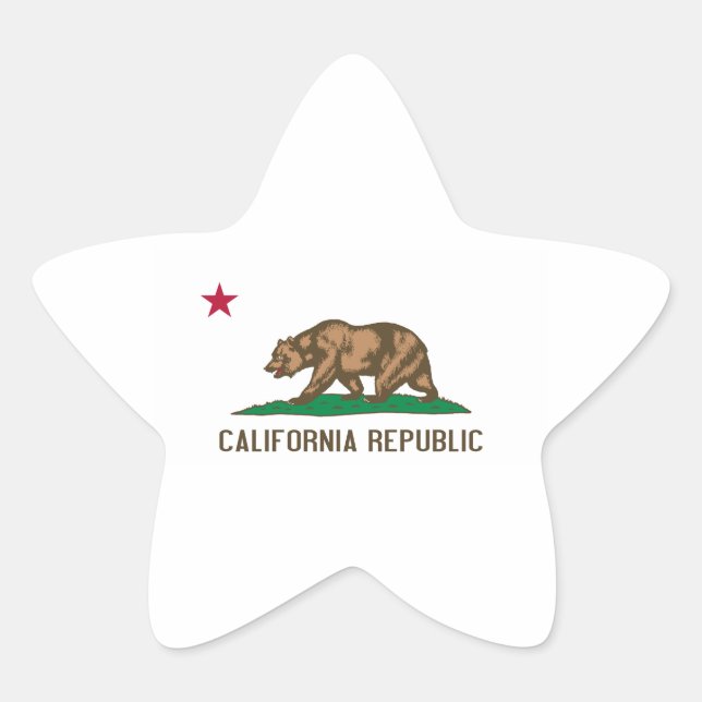 Pegatina En Forma De Estrella Bandera de California (Anverso)