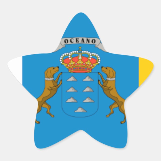 Pegatina En Forma De Estrella Bandera de Canarias (España) (Anverso)