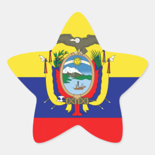 Pegatina En Forma De Estrella Bandera de Ecuador