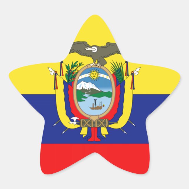Pegatina En Forma De Estrella Bandera de Ecuador (Anverso)