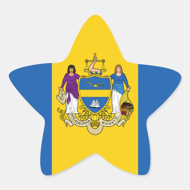 Pegatina En Forma De Estrella Bandera de Filadelfia (Anverso)