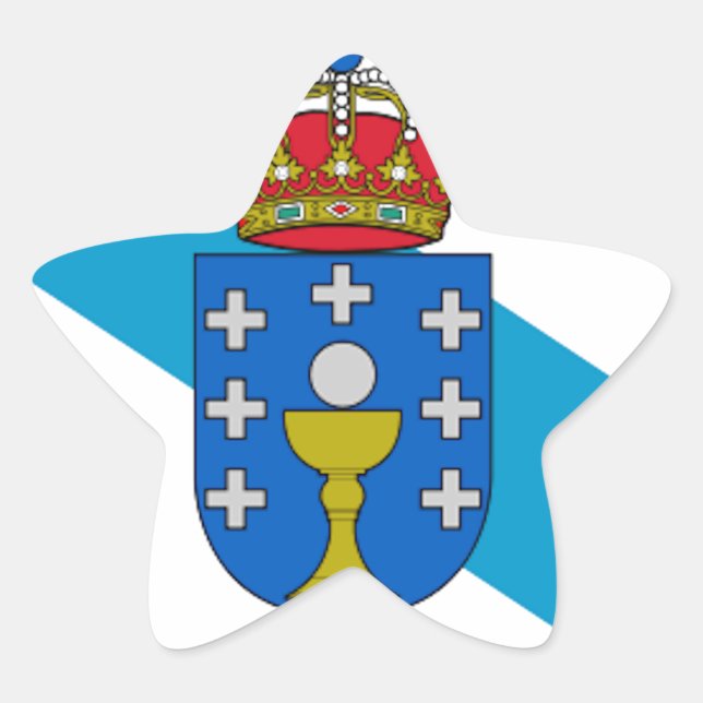 Pegatina En Forma De Estrella Bandera de Galicia (España) (Anverso)
