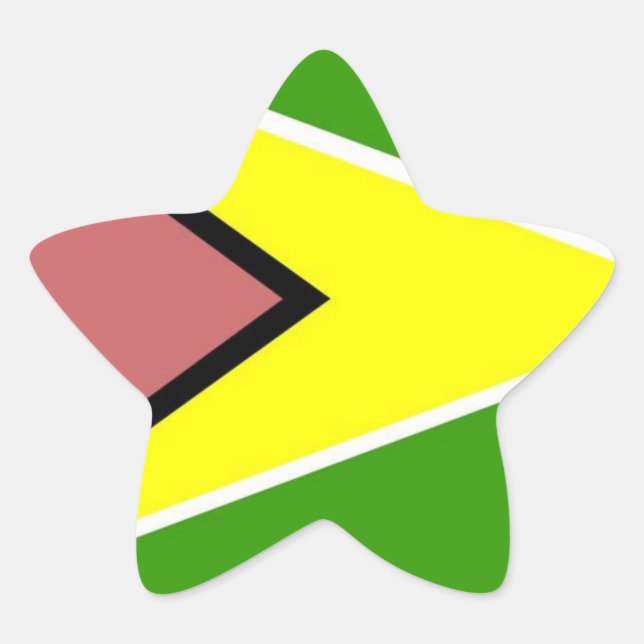 Pegatina En Forma De Estrella Bandera de Guyana (Anverso)