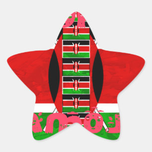Pegatina En Forma De Estrella Bandera de Kenia: Tuko Pamoja - Diseño de arte de 