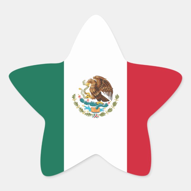 Pegatina En Forma De Estrella Bandera de México/México (Anverso)