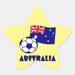 Pegatina En Forma De Estrella Bandera de pelota de fútbol de Australia azul fond