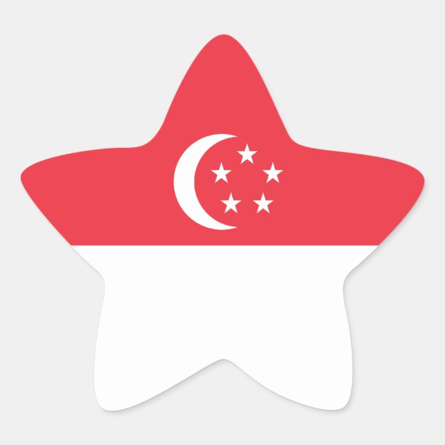 Pegatina En Forma De Estrella Bandera de Singapur (Anverso)