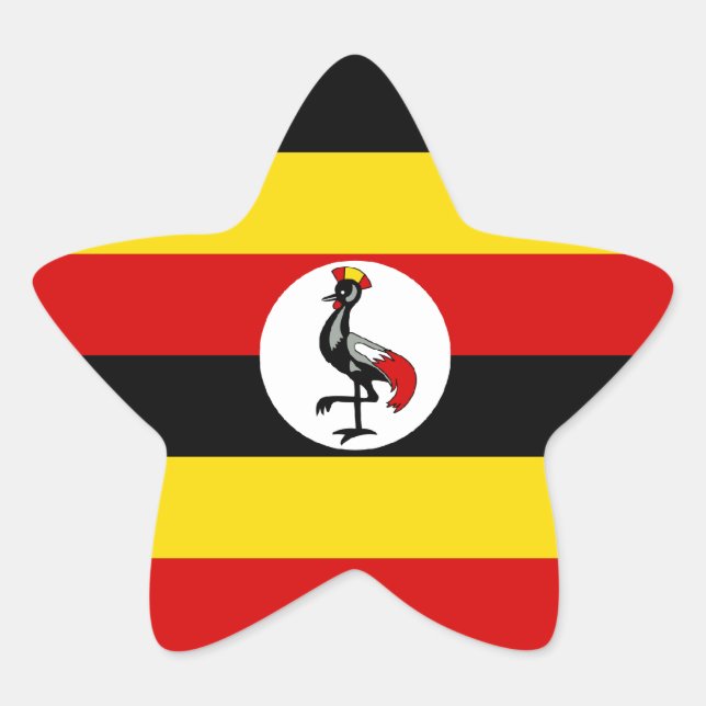 Pegatina En Forma De Estrella Bandera de Uganda/Uganda (Anverso)