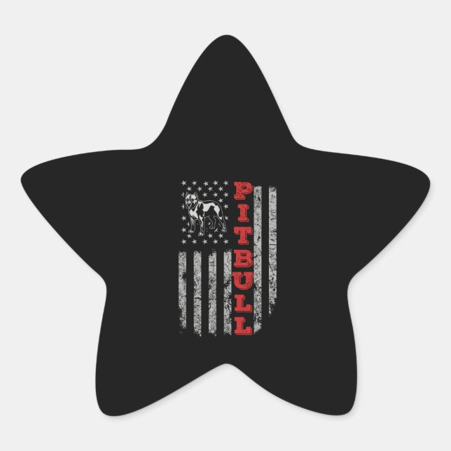 Pegatina En Forma De Estrella Bandera estadounidense de Pitbull (Anverso)