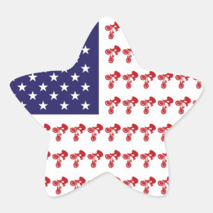 Pegatina En Forma De Estrella Bandera estadounidense patriótica BMX Biker