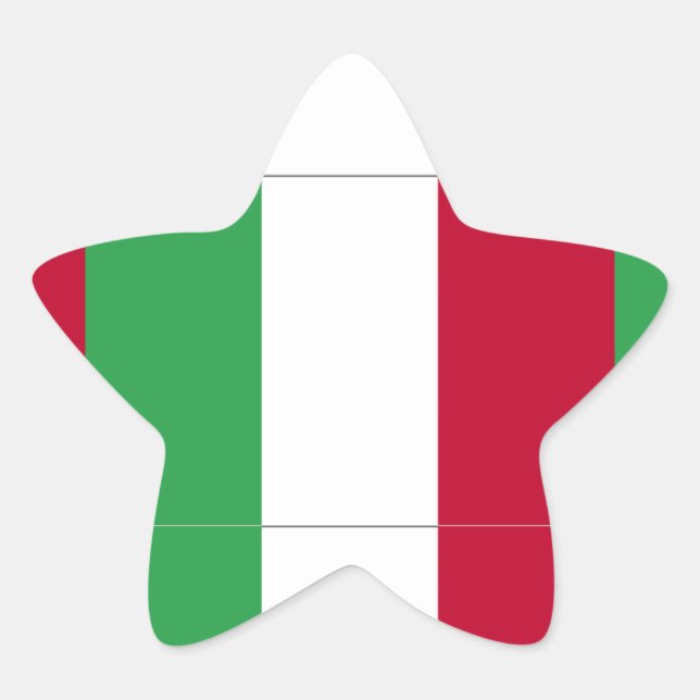 PEGATINA EN FORMA DE ESTRELLA BANDERA ITALIANA (Anverso)