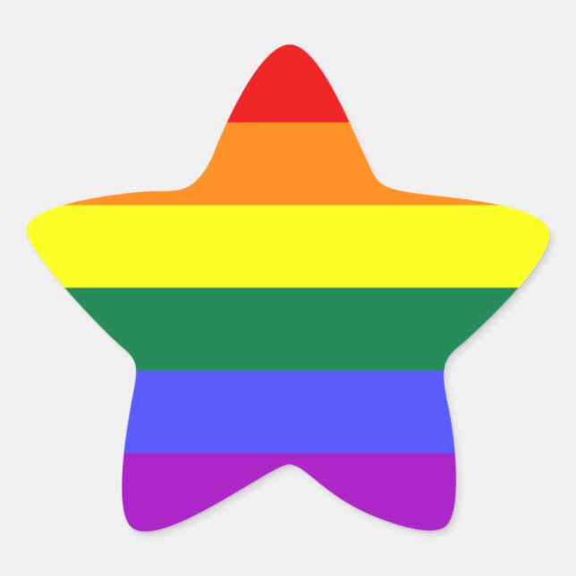 Pegatina En Forma De Estrella Bandera LGBT (Anverso)