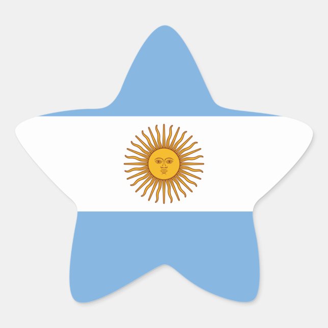 Pegatina En Forma De Estrella Bandera Nacional de Argentina (Anverso)