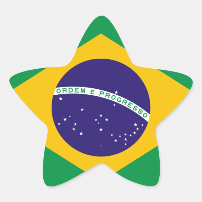 Pegatina En Forma De Estrella Bandera nacional de Brasil (Anverso)