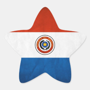 Pegatina En Forma De Estrella Bandera Nacional de Paraguay