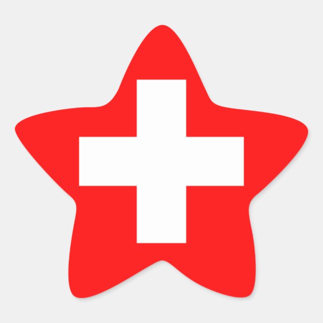 Pegatina En Forma De Estrella Bandera nacional de Suiza (Anverso)
