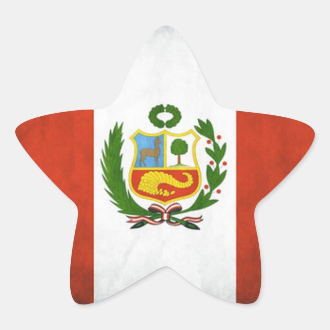Pegatina En Forma De Estrella Bandera Nacional del Perú (Anverso)