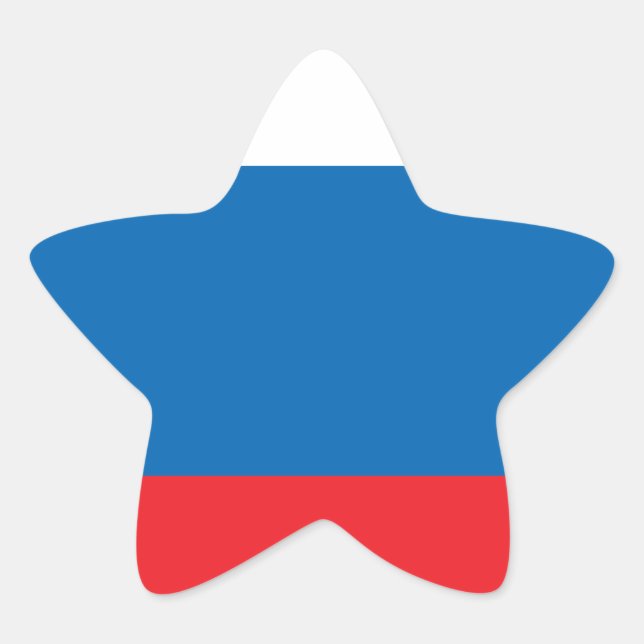 Pegatina En Forma De Estrella Bandera rusa (Anverso)
