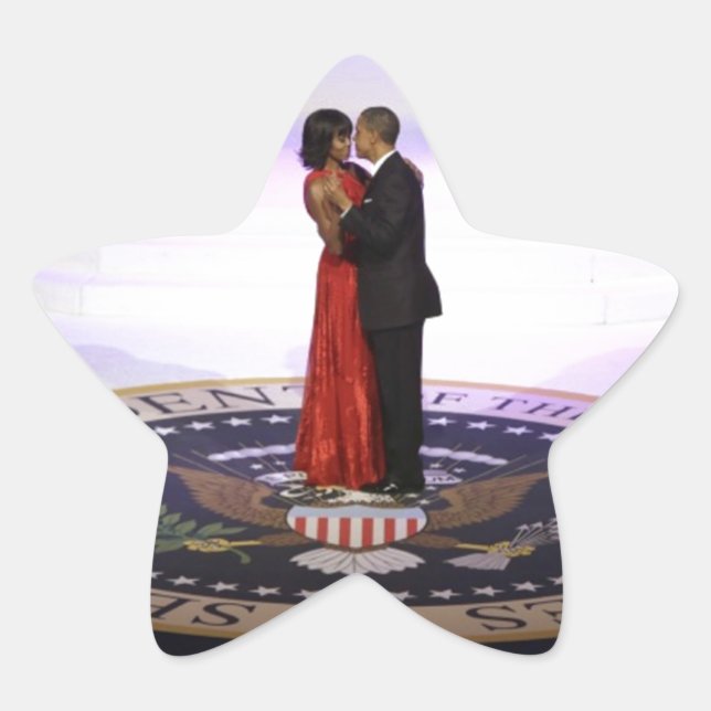 Pegatina En Forma De Estrella Barack y Michelle Obama (Anverso)