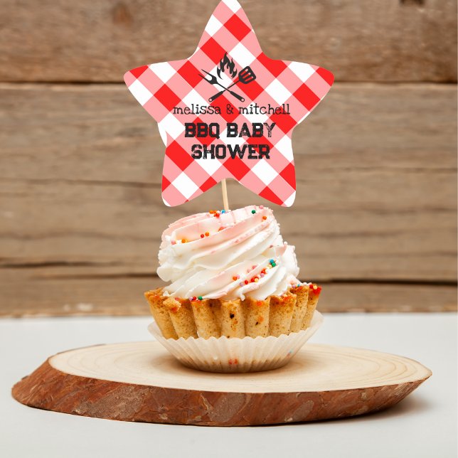 Pegatina En Forma De Estrella BBQ baby ducha rojizo cupcakes tostadores (Subido por el creador)