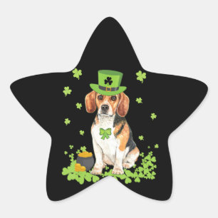 Pegatina En Forma De Estrella Beagle Shamrock St Patricks Day Dog Lover Regalo