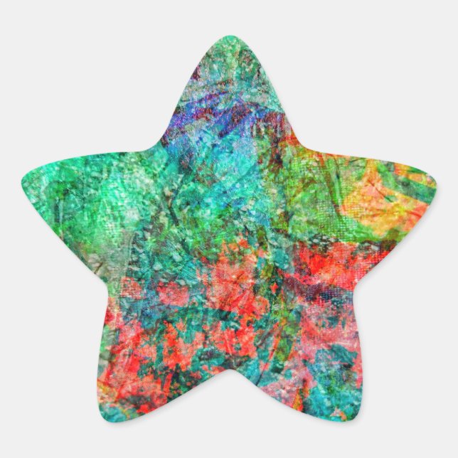 Pegatina En Forma De Estrella Beautiful red abstract star sticker,Delight red  (Anverso)