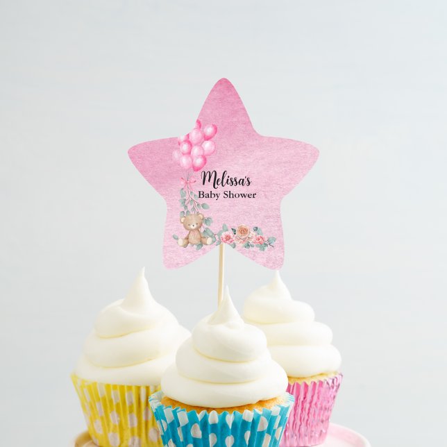 Pegatina En Forma De Estrella Bebé dulce Niña Balón Eucalyptus Cupcake Topper (Subido por el creador)