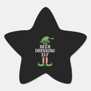 Pegatina En Forma De Estrella Beer Beer Elf Navidades de grupo familiar