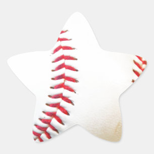 Pegatina En Forma De Estrella Béisbol blanco con tintes rojos