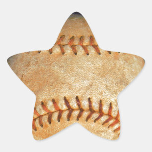 Pegatina En Forma De Estrella Béisbol Blanco Vintage costura roja