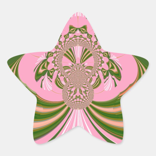 Pegatina En Forma De Estrella Bella bebé rosa verde y blanco Kaleidoscopio (Anverso)