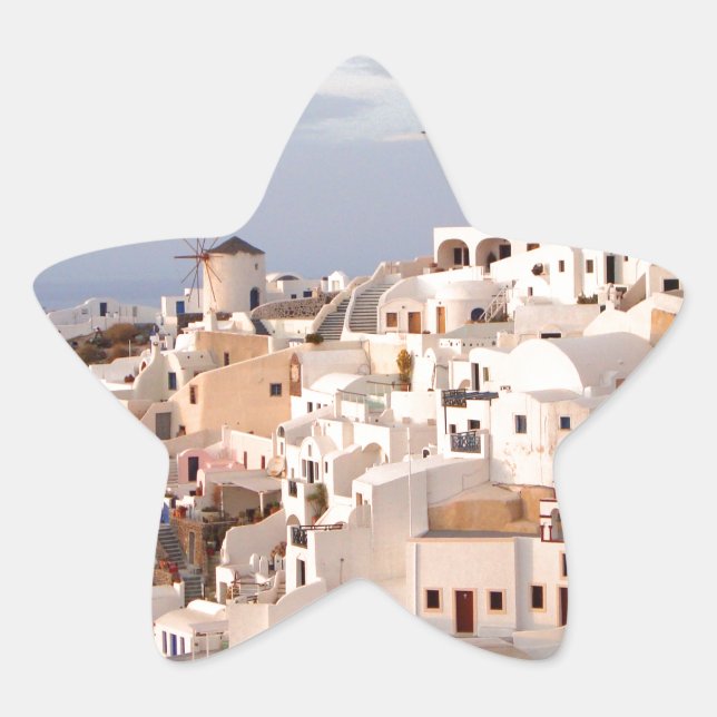 Pegatina En Forma De Estrella Belleza de Santorini (Anverso)
