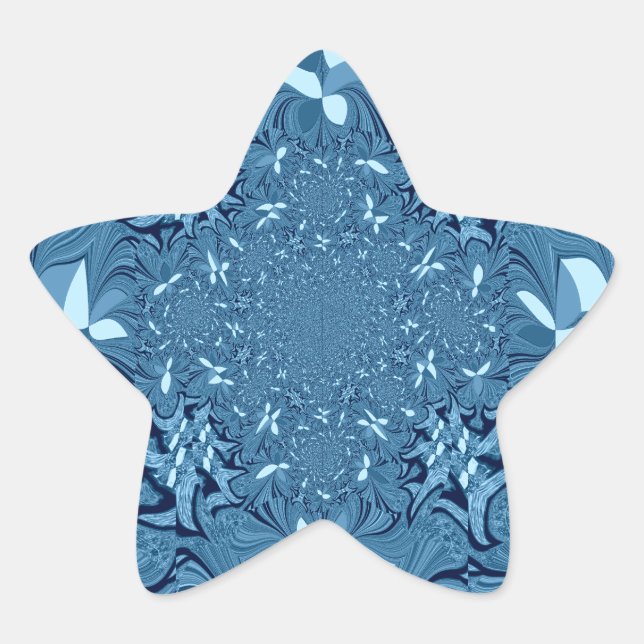 Pegatina En Forma De Estrella Bello arte asombroso iridiscente azul caleidoscopi (Anverso)