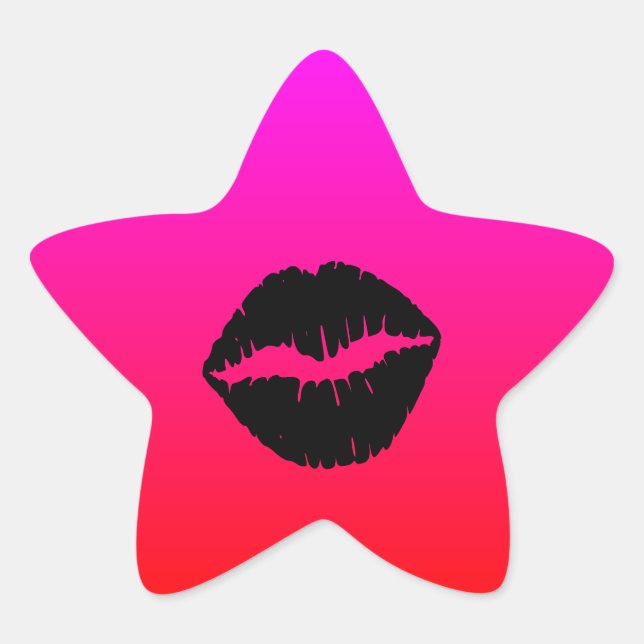 Pegatina En Forma De Estrella Beso Negro (Anverso)