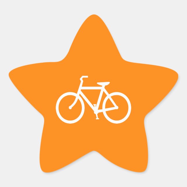 Pegatina En Forma De Estrella Bicicleta blanca y Naranja (Anverso)