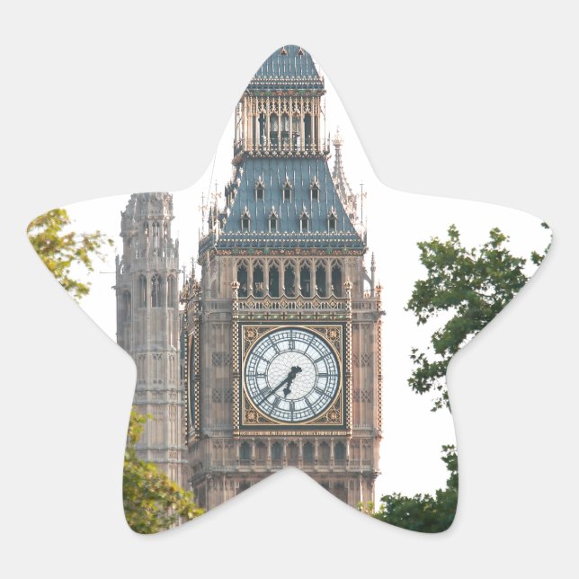 Pegatina En Forma De Estrella Big Ben London Inglaterra (Anverso)