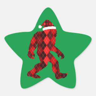 Pegatina En Forma De Estrella Bigfoot Navidad - Divertida Navidad 